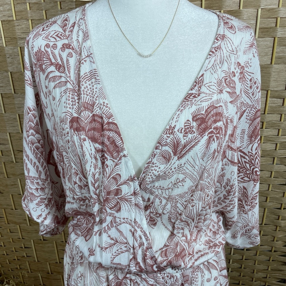 Boho V-Neck Floral Maxi Dress in Dusty Rose NWT LoveStitch Size Medium